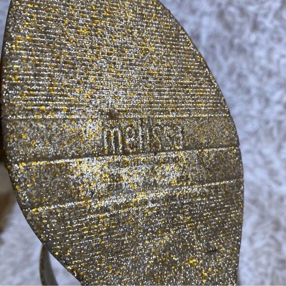 Melissa Mar Platform Jelly Sandals in Gold and Silver Glitter Size 7 - Picture 11 of 11